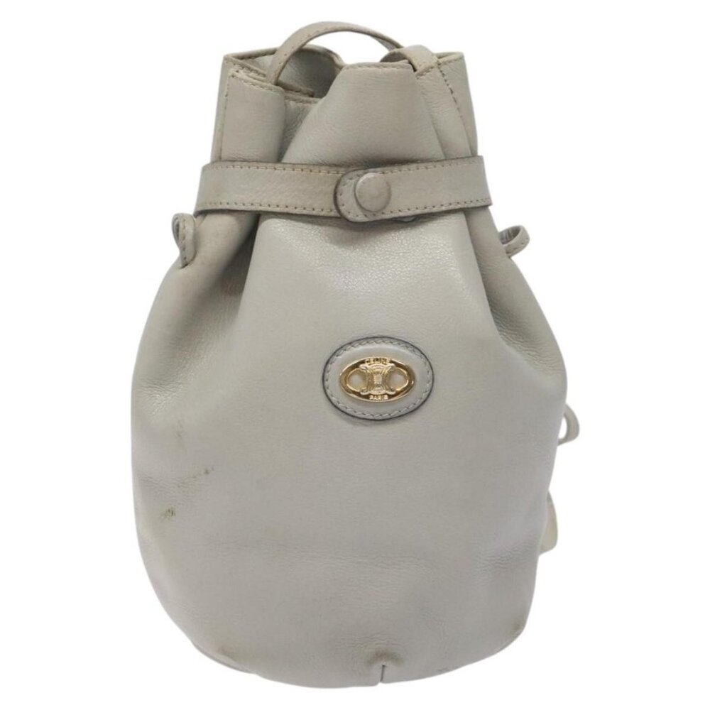 Authentic CELINE Shoulder Bag Leather Light Blue Gold - Picture 5 of 16